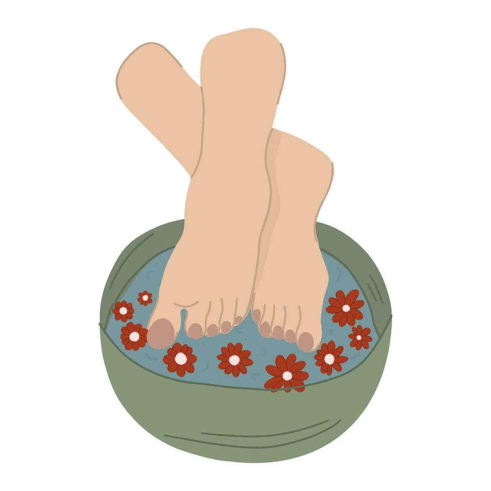 voet spa behandeling, pedicure bad, voet bad.de enkel en alleen vector illustratie voor een spa salon.