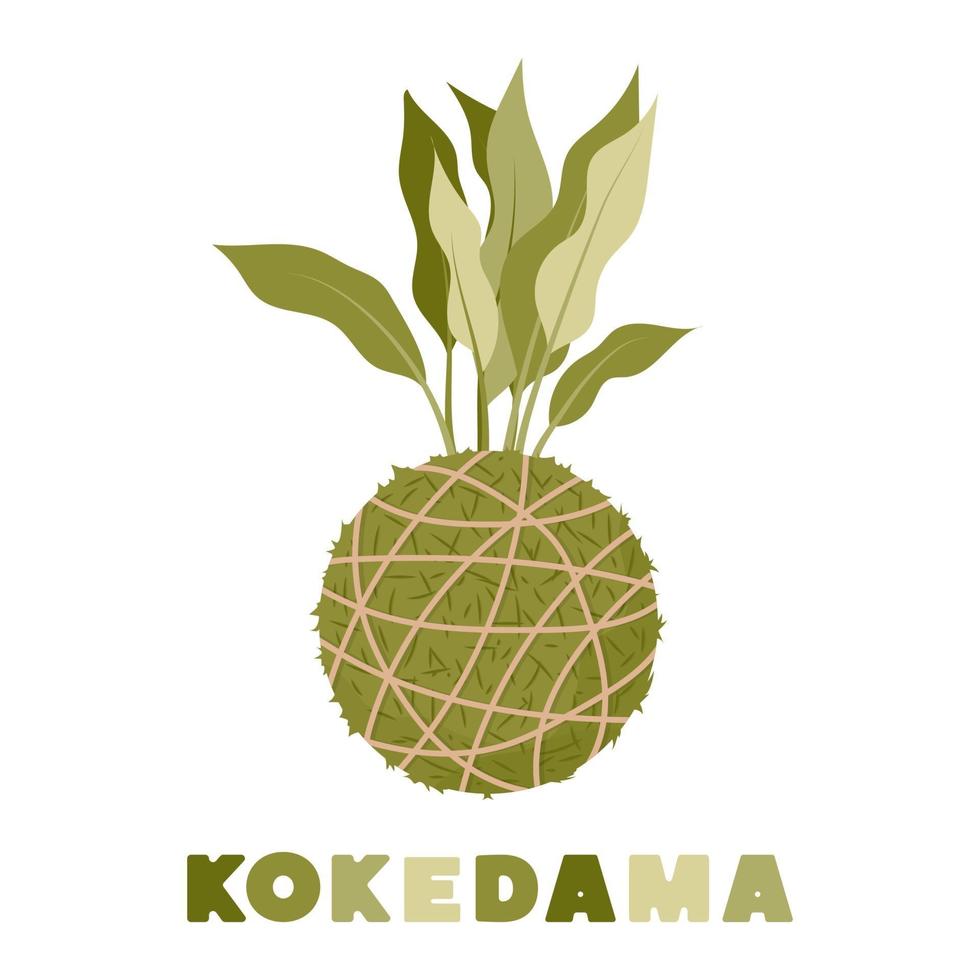 kokedama japanse mosbalplant. vector