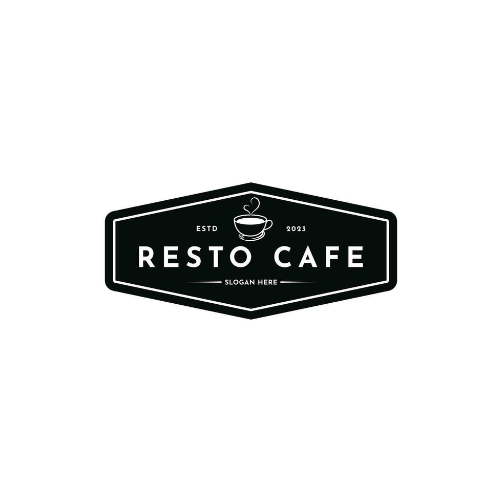 koffie kop logo ontwerp voor koffie winkel restaurant wijnoogst retro postzegel stijl vector