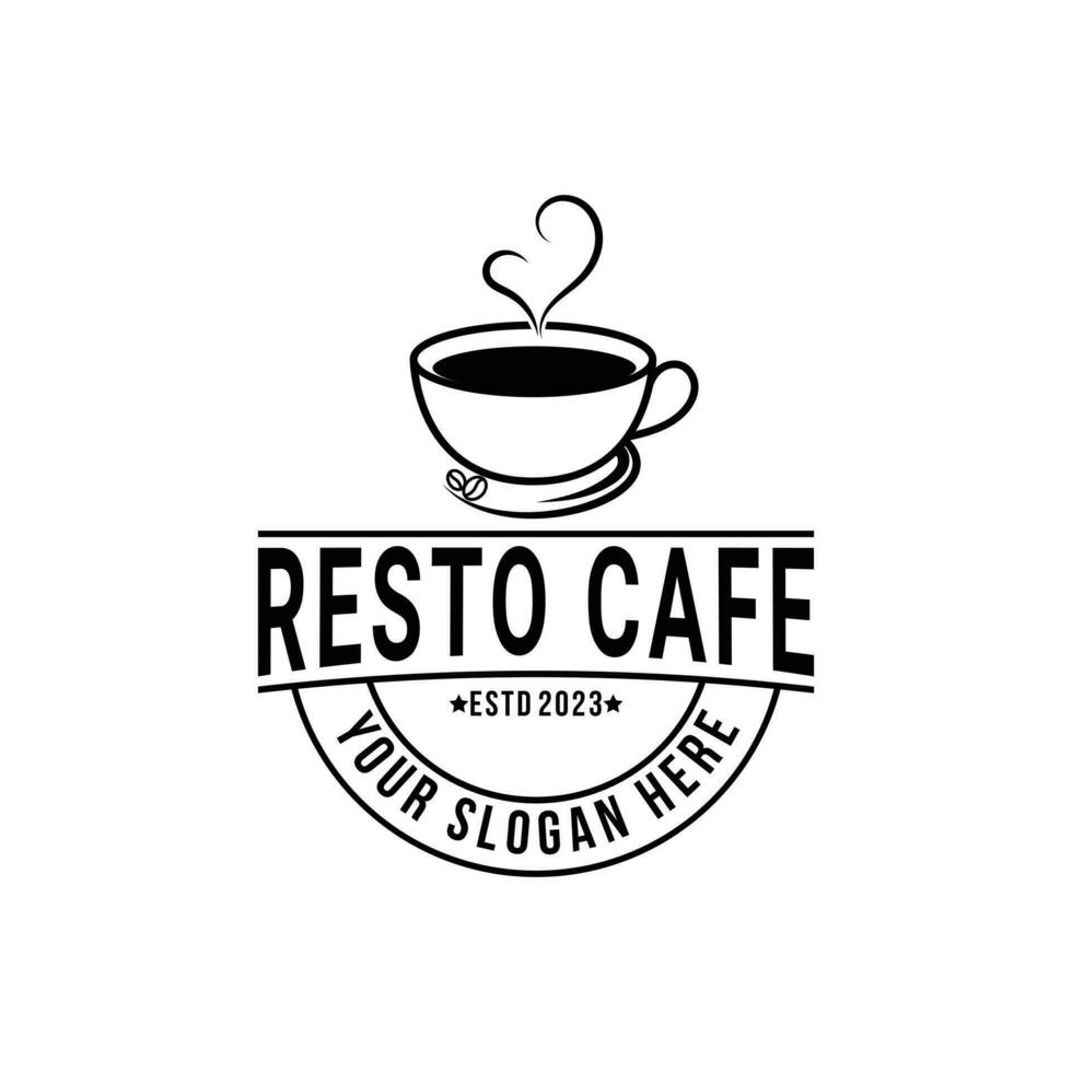 koffie kop logo ontwerp voor restaurant koffie winkel wijnoogst retro stijl vector