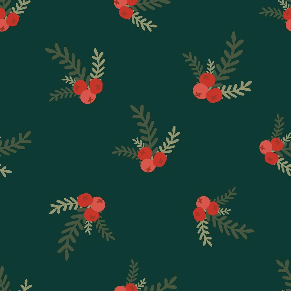 naadloos patroon met abstract Kerstmis plantkunde. hand- getrokken retro wijnoogst vector structuur voor behang, afdrukken, inpakken, textiel