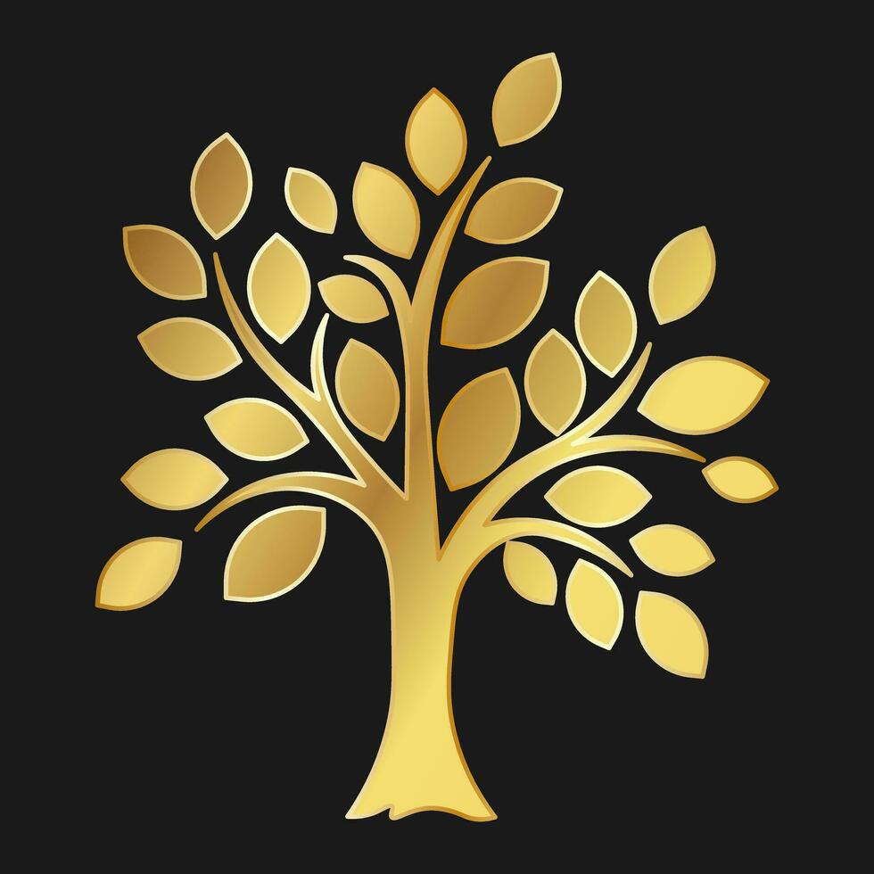 boom met bladeren goud icoon voor web en logo in vlak stijl vector