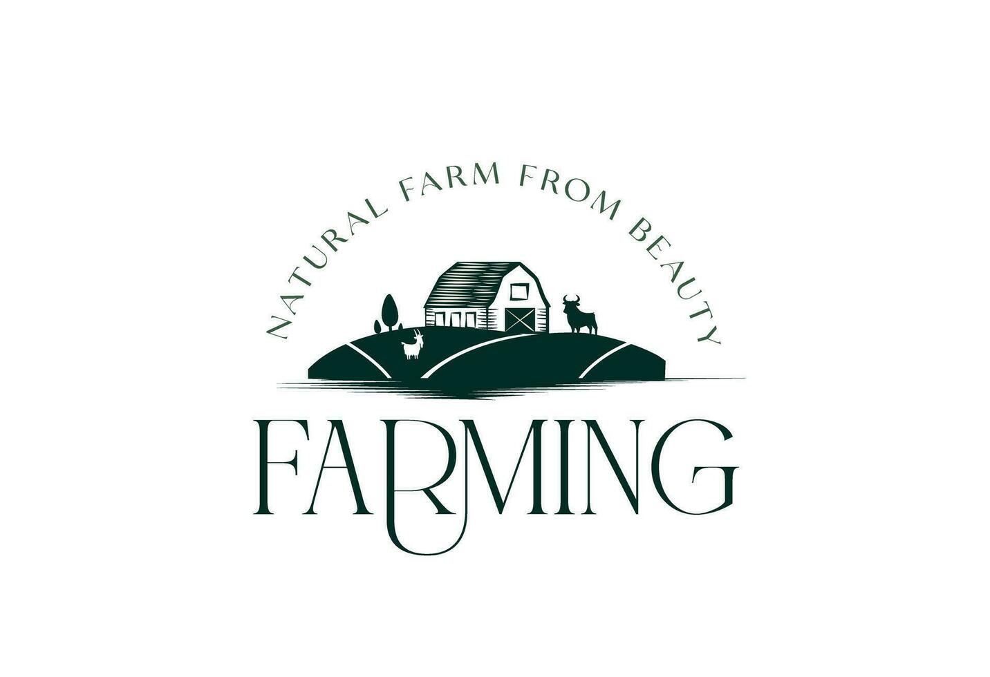 wijnoogst groen landbouw logo met boerderij dieren vector