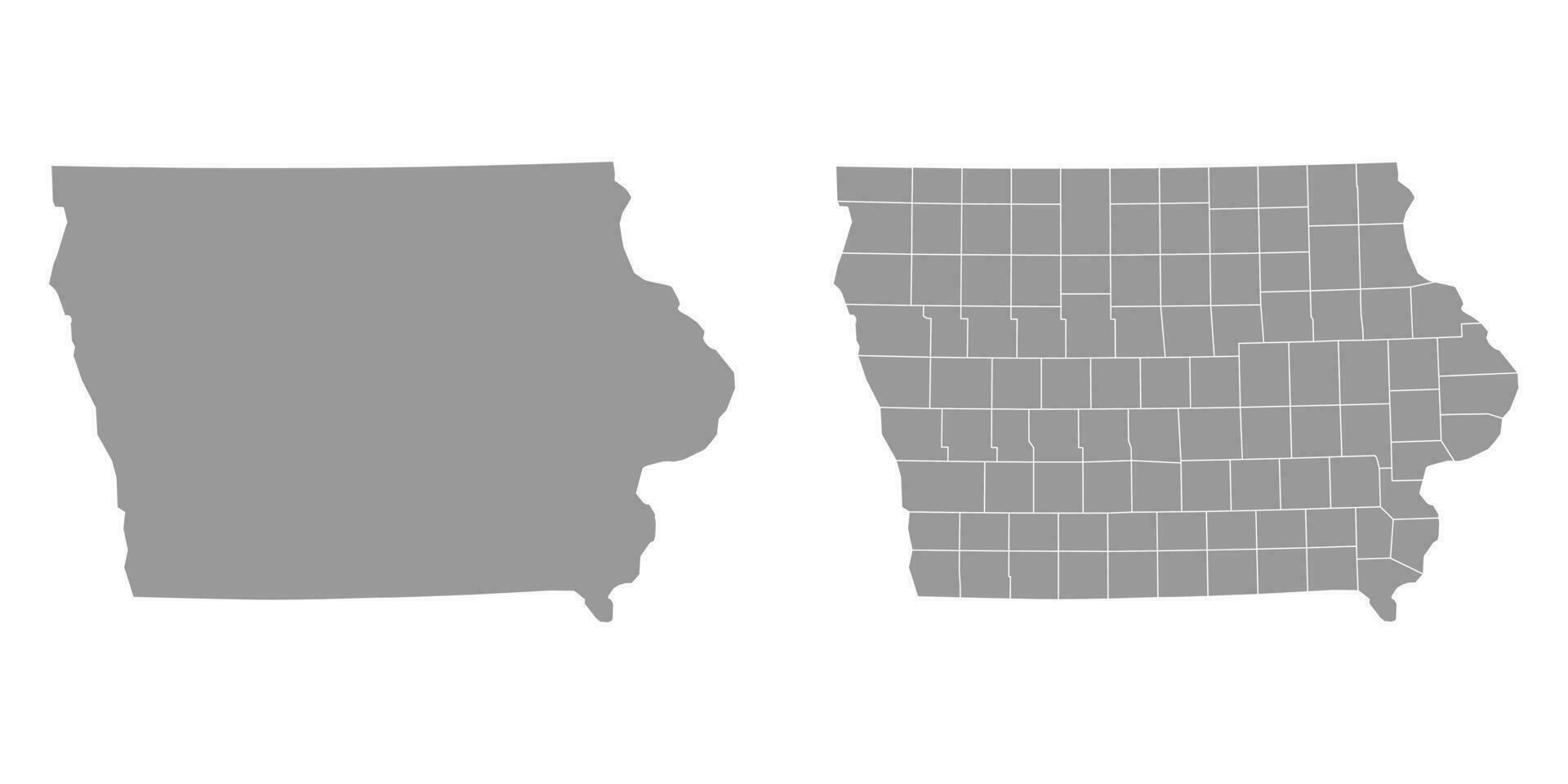 Iowa staat grijs kaarten. vector illustratie.