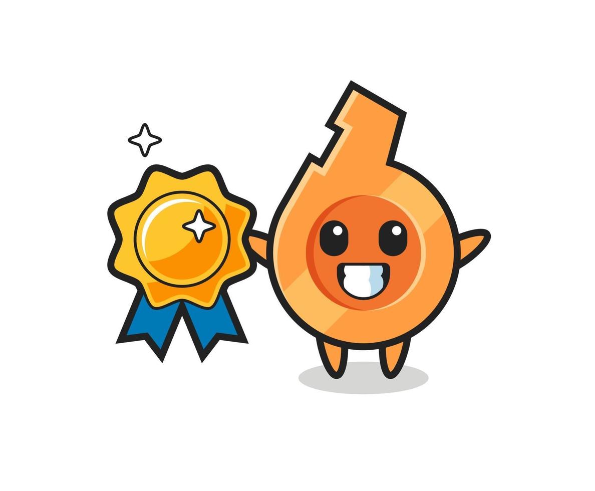 fluit mascotte illustratie met een gouden badge vector