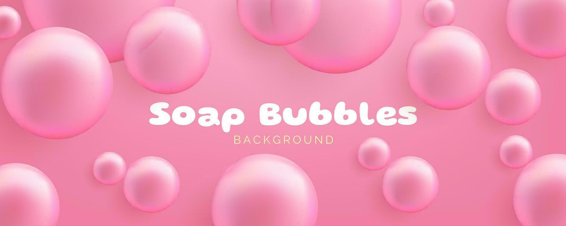 realistisch zeep bubbels. schattig bubbel gom spandoek. transparant bubbels met een glanzend roze oppervlak, overbrengen een schoon en luchtig concept. niet ai gegenereerd. vector