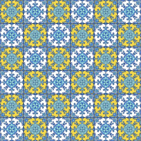 Portugese azulejotegels. Blauwe en witte prachtige naadloze patte vector