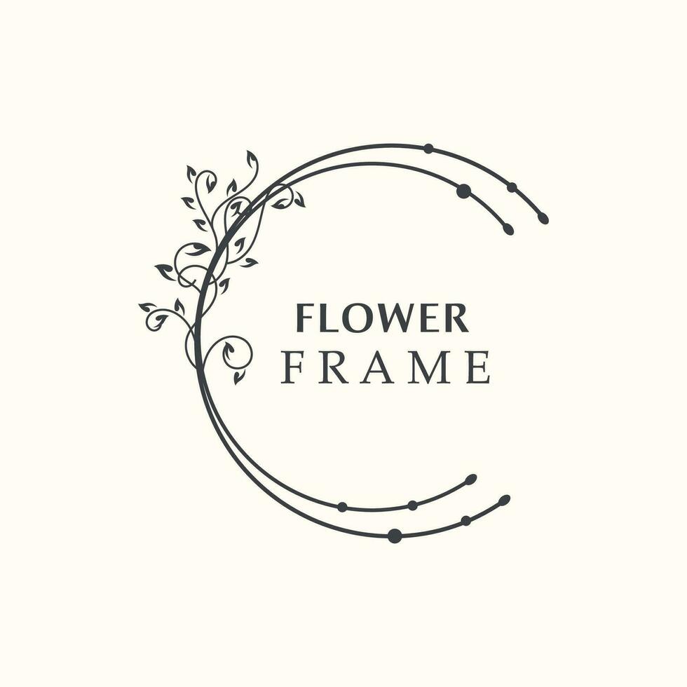 bloemen kader bloem ronde vorm embleem logotype geïsoleerd Aan wit achtergrond, bladeren luxe lineair logo cirkel stijl winkel vector