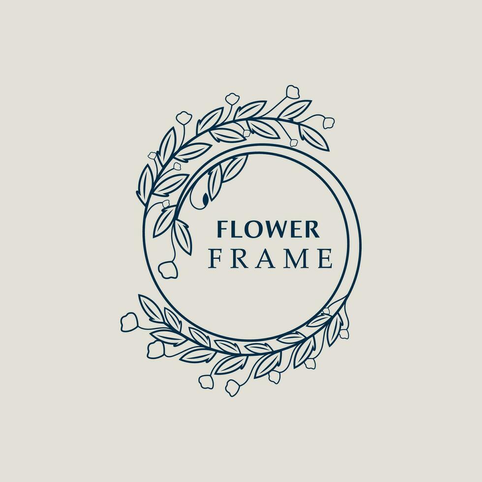 bloemen kader bloem ronde vorm embleem logotype geïsoleerd Aan wit achtergrond, bladeren luxe lineair logo cirkel stijl winkel vector