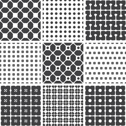 Set monochroom geometrische naadloze universele patronen, tegels. vector