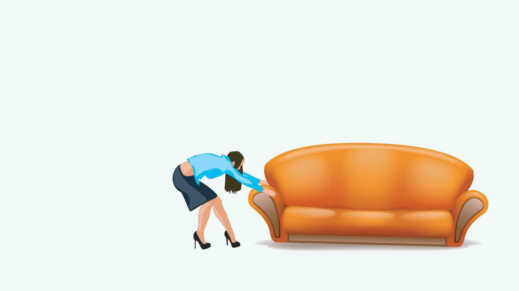 vrouw in beweging sofa vector