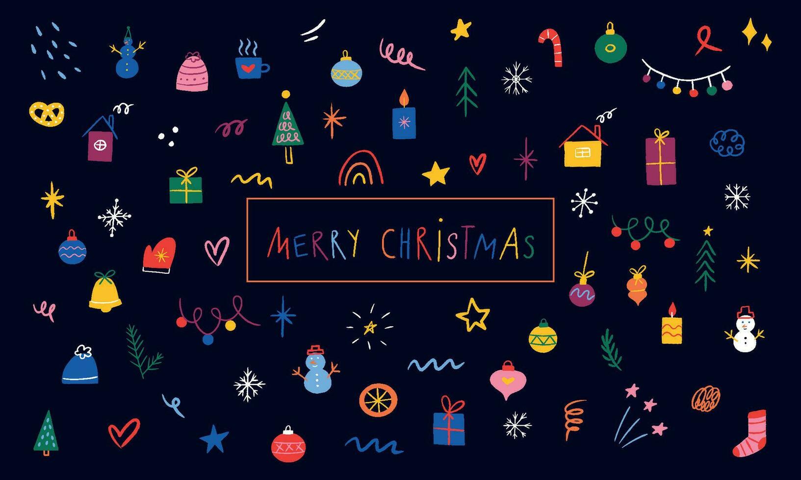 hand- getrokken reeks Kerstmis decoratief elementen. nieuw jaar doodles voor spandoeken, groet kaarten, omhulsel papier, uitnodigingen vector