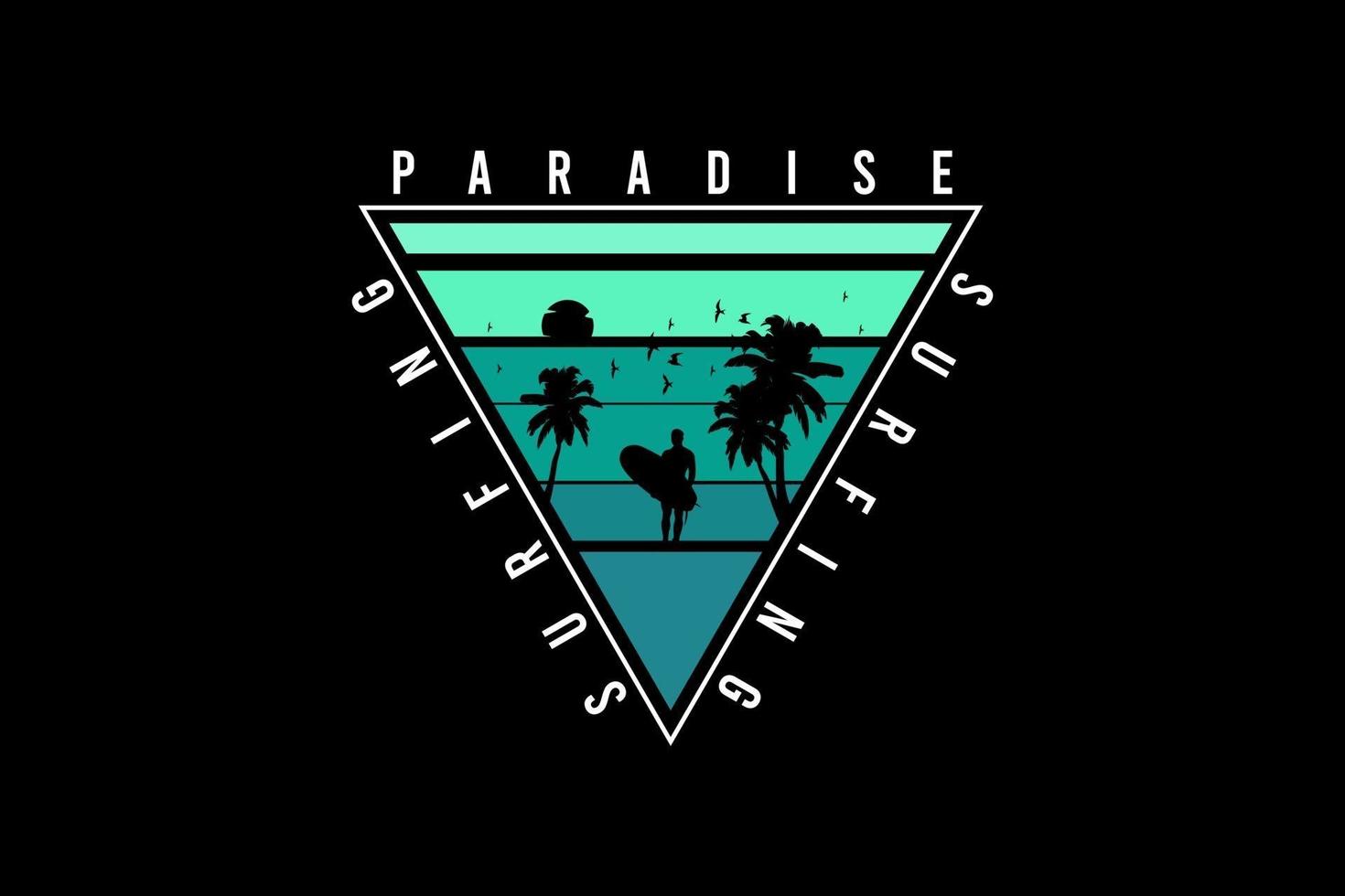 surfparadijs, silhouet retro vintage design vector