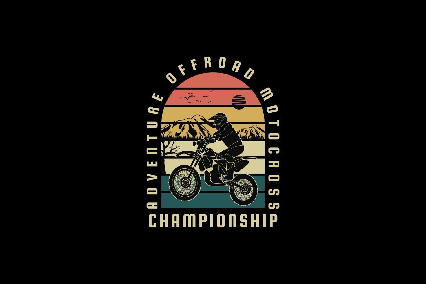 avontuur off-road motorcross, ontwerp silhouet retro stijl vector