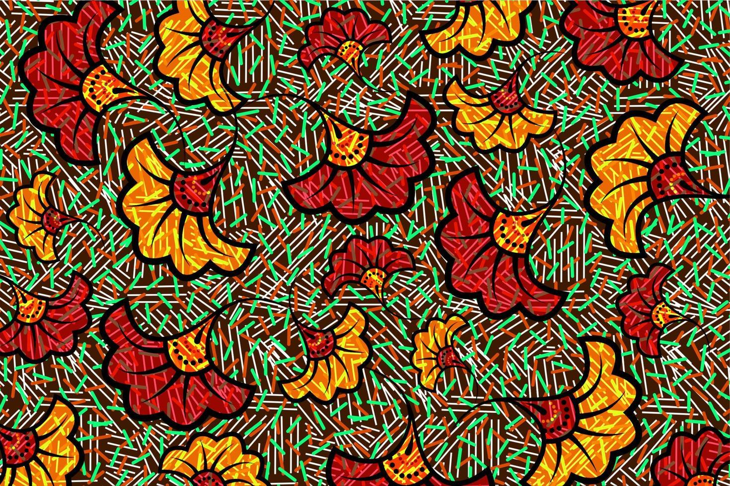 Afrikaanse wax print stof etnische overlap ornament bloem modevormgeving vector