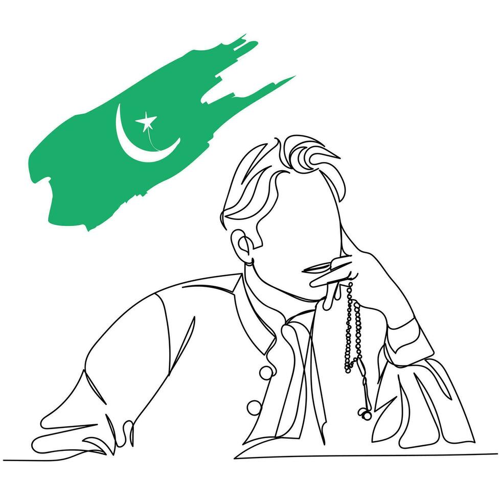 moslim Mens. khan van Pakistan. etnisch mensen kunst. rommelig haar- vector