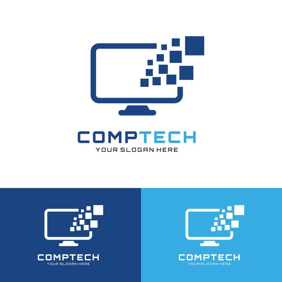scherm computer tech, reparatie, diensten logo vectorillustratie vector