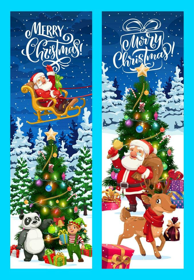 Kerstmis banners of groet kaarten met de kerstman vector