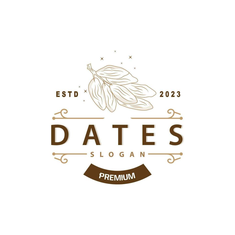 datum fruit logo, elegant minimalistische premie ontwerp, zoet datum fruit logo sjabloon illustratie vector