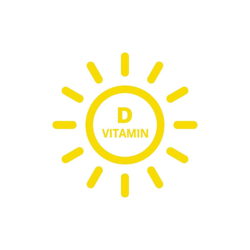 vitamine d met zon icoon. vitamine d icoon met zon vector illustratie