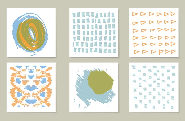 Handgetekende verzameling van 6 journaling-kaarten. structuur vector