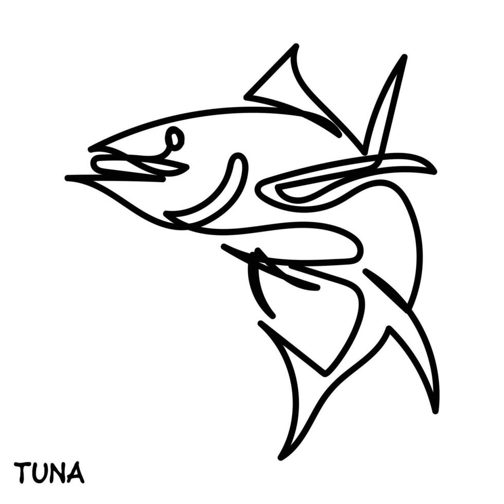 lijn kunst vector van tonijn vis.