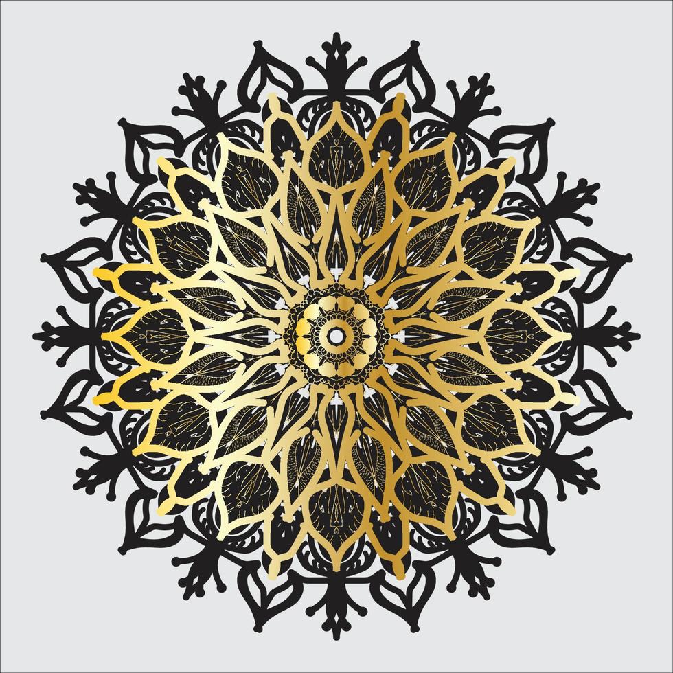 zwart en goud mandala bloem vector