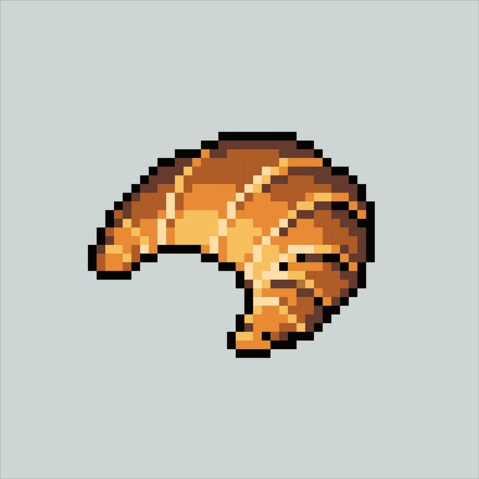 pixel kunst illustratie croissant. korrelig croissant. croissant taart bakken korrelig voor de pixel kunst spel en icoon voor website en video spel. oud school- retro. vector