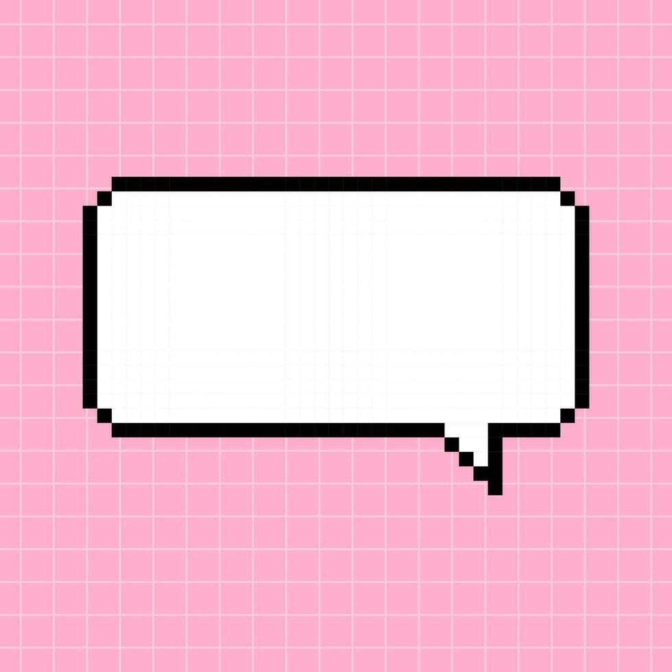rechthoekig horizontaal schattig horizontaal kader in de vorm van een korrelig dialoog doos Aan een roze geruit achtergrond. vector minimalistisch element in 8-bits retro gaming stijl, bubbel.