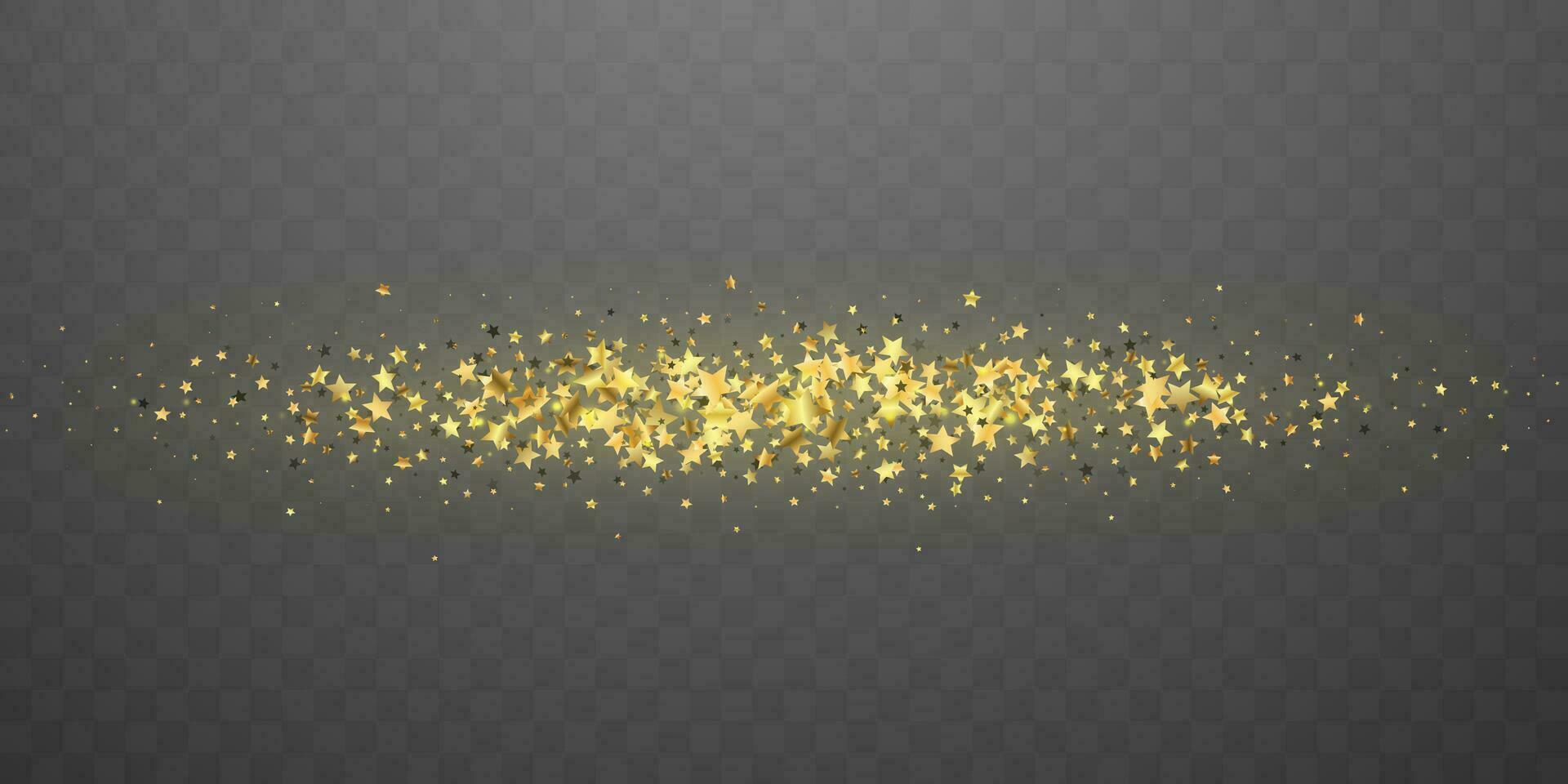 goud confetti sterren horizontaal. vector illustratie.