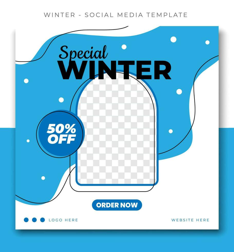 winter Kerstmis uitverkoop blauw wit sociaal media post sjabloon ontwerp, evenement Promotie banier vector