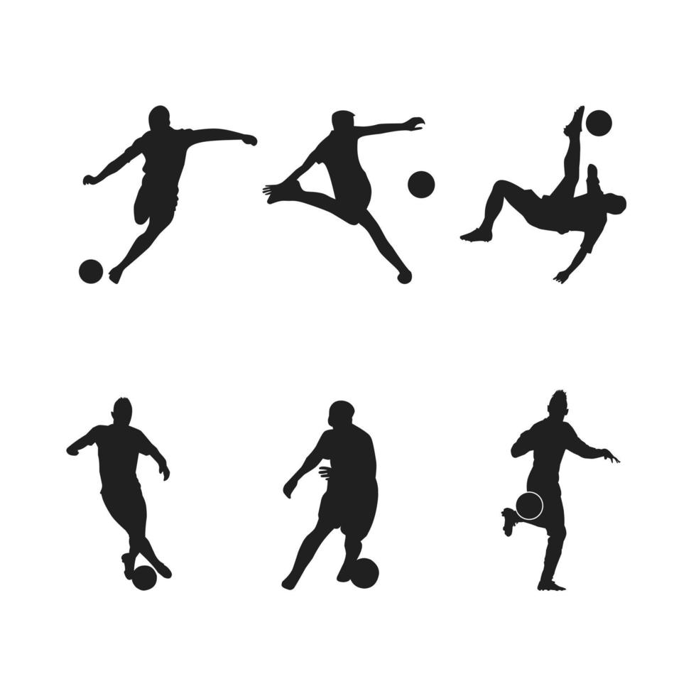 collectie voetbalstijlelementen, silhouet vectorontwerp vector