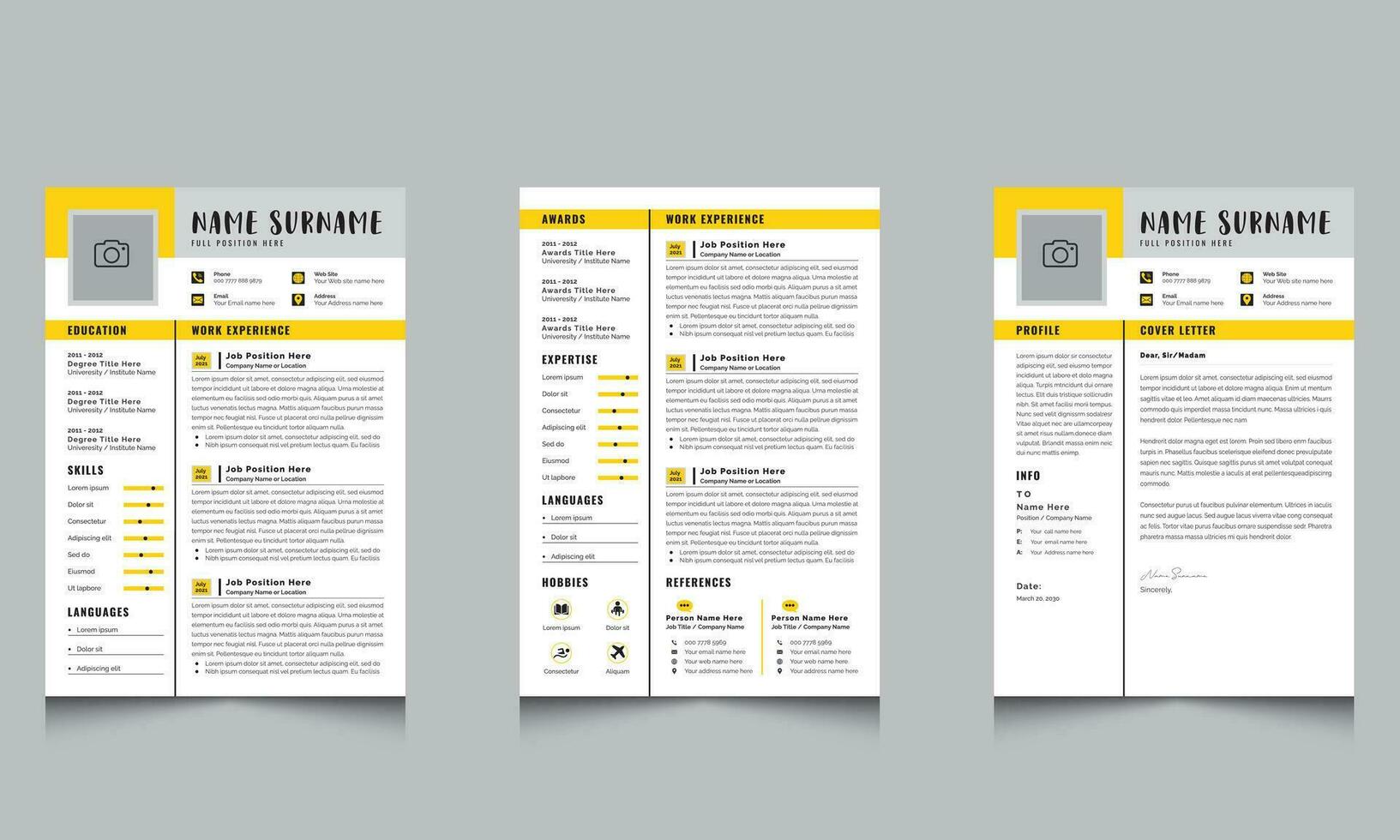 creatief hervat lay-out met Hoes brief jobs CV ontwerp vector