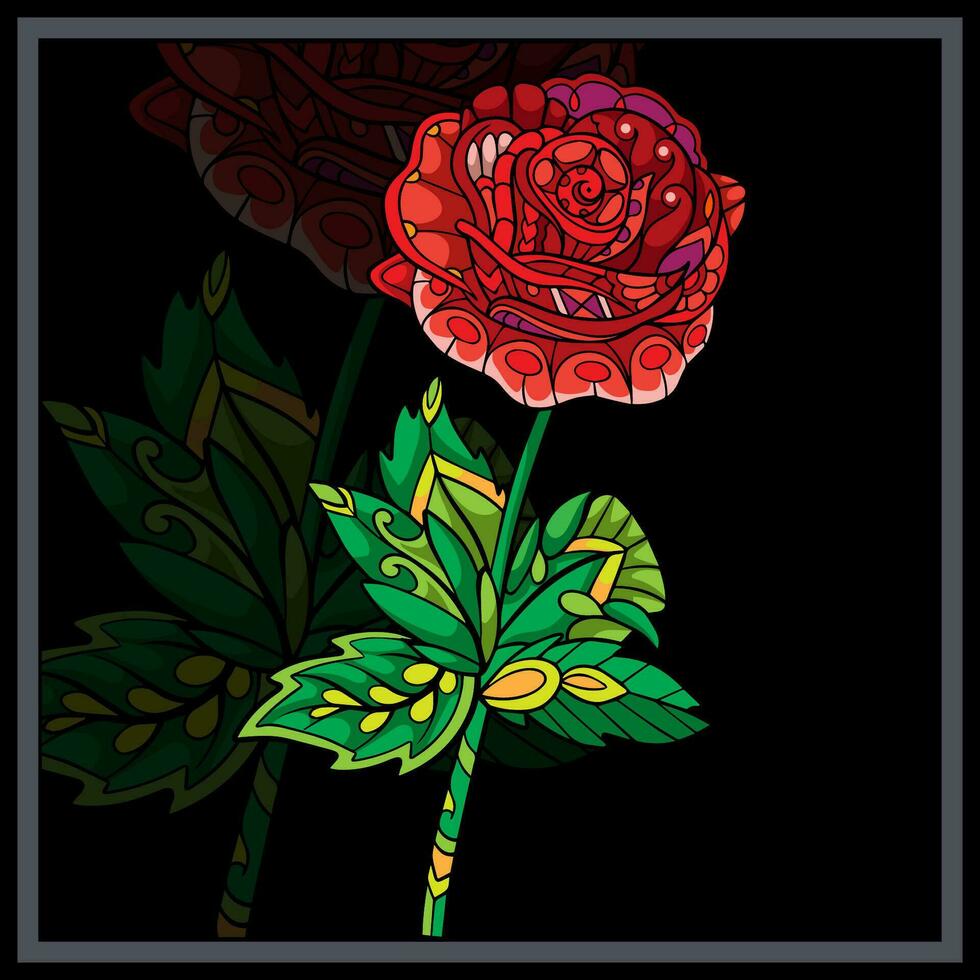 kleurrijk rozen bloem mandala kunsten geïsoleerd Aan zwart achtergrond. vector