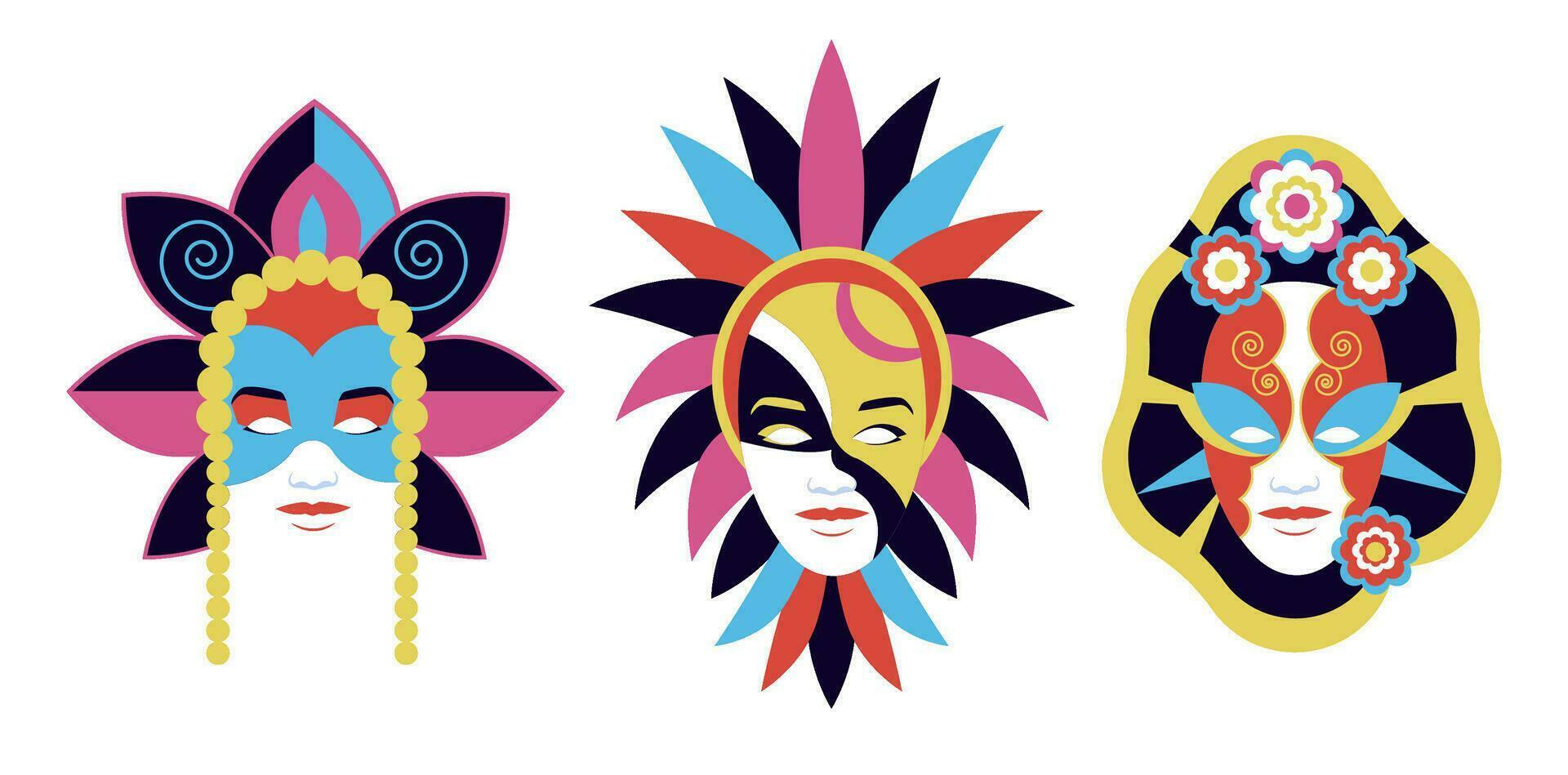 kleurrijk carnaval feestelijk maskers set. vector