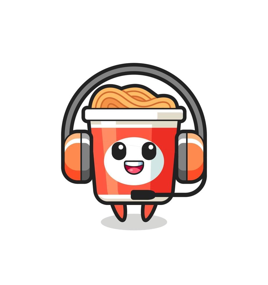 cartoon mascotte van instant noodle als klantenservice vector