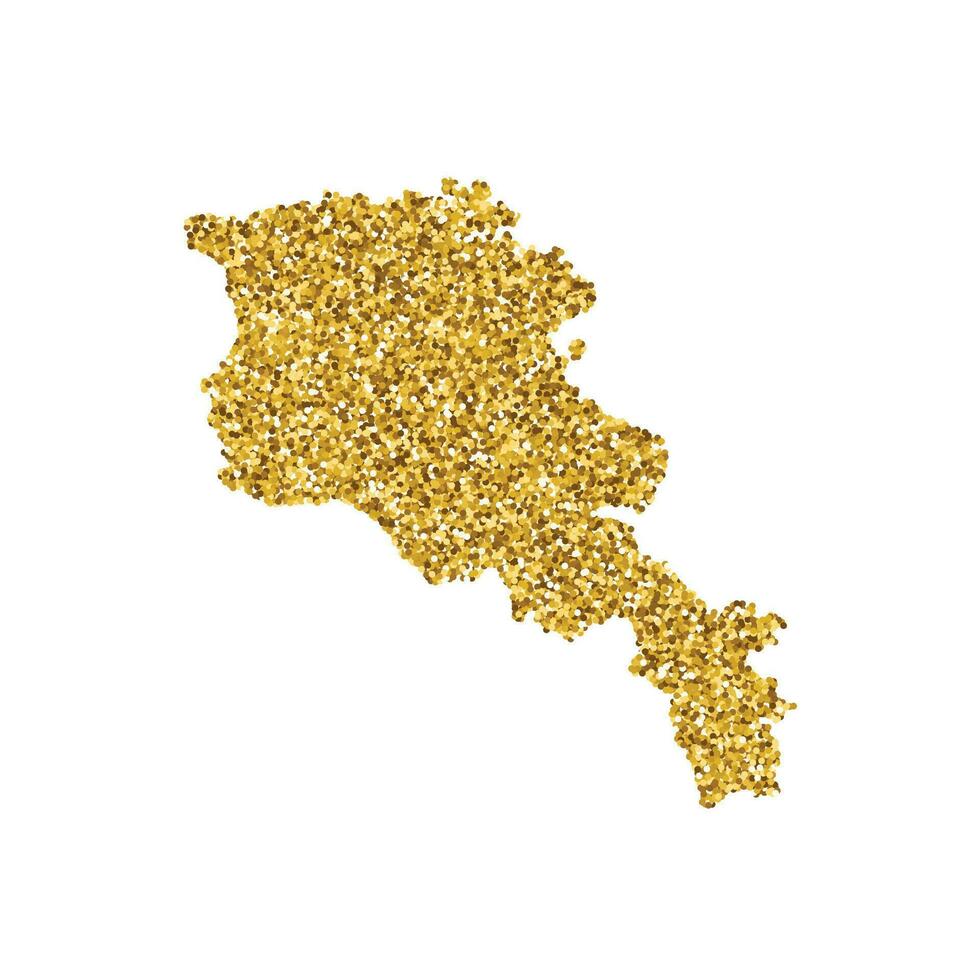 vector geïsoleerd illustratie met vereenvoudigd Armenië kaart. versierd door glimmend goud schitteren textuur. nieuw jaar en Kerstmis vakantie' decoratie voor groet kaart.
