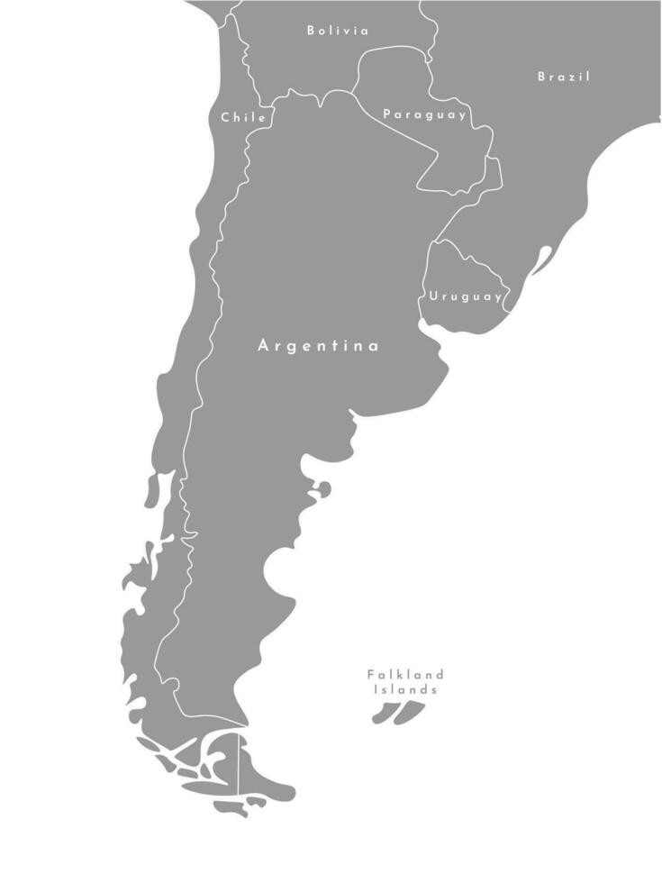 vector modern illustratie. vereenvoudigd politiek kaart met Argentinië in de centrum en borders met naburig landen, Chili, Bolivia, Paraguay, Brazilië, Uruguay. wit achtergrond en schets