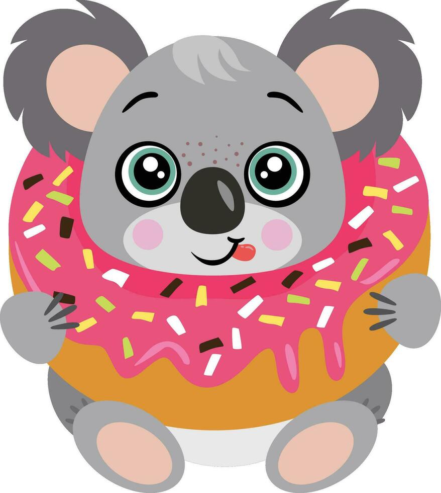 aanbiddelijk koala binnen een heerlijk donut vector