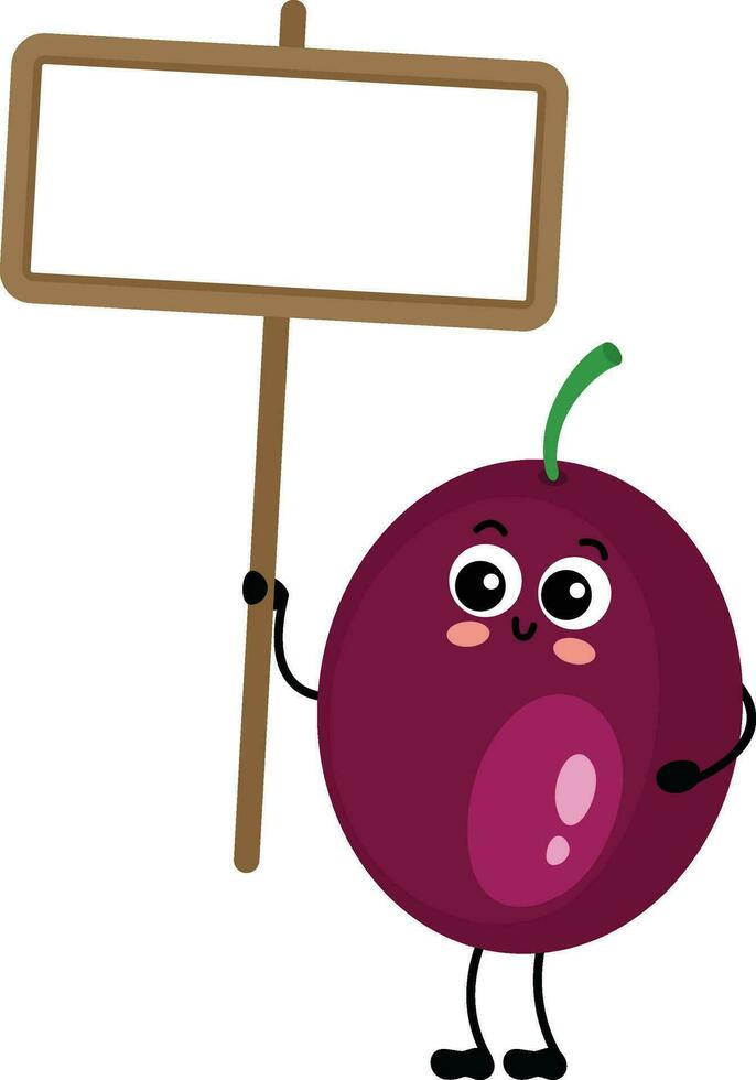 grappig exotisch passie fruit mascotte Holding een blanco uithangbord vector