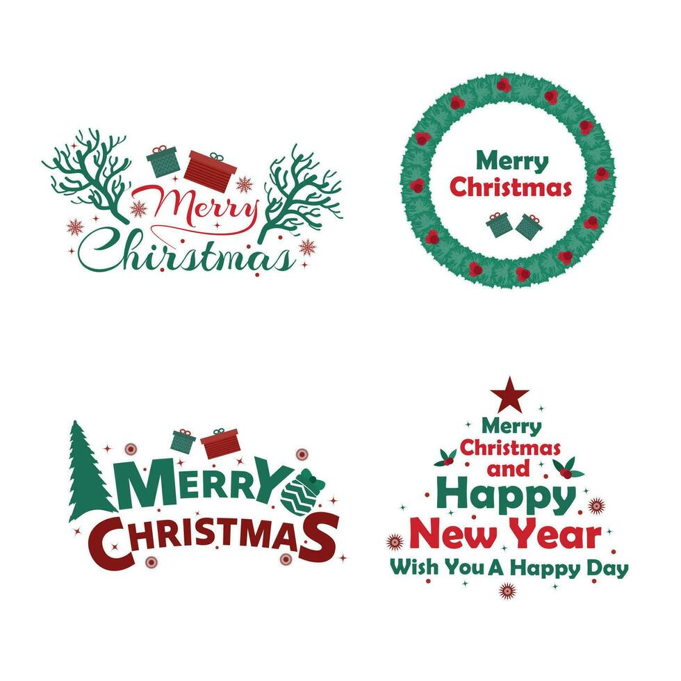 Kerstmis belettering insigne Aan wit achtergrond, Kerstmis typografie set, Kerstmis belettering etiket verzameling vector