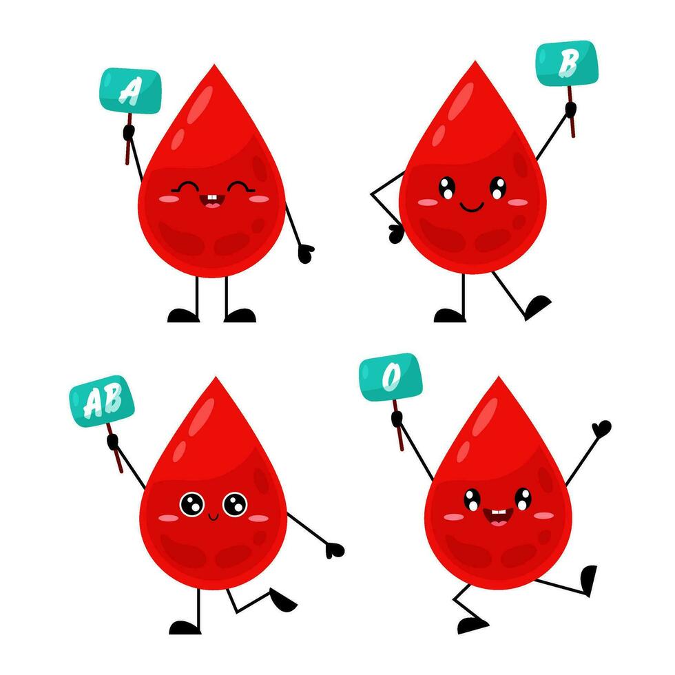 bloed groep in vlak stijl Aan een wit achtergrond. vector illustratie van een laten vallen van bloed in de het formulier van tekens tonen een groep.