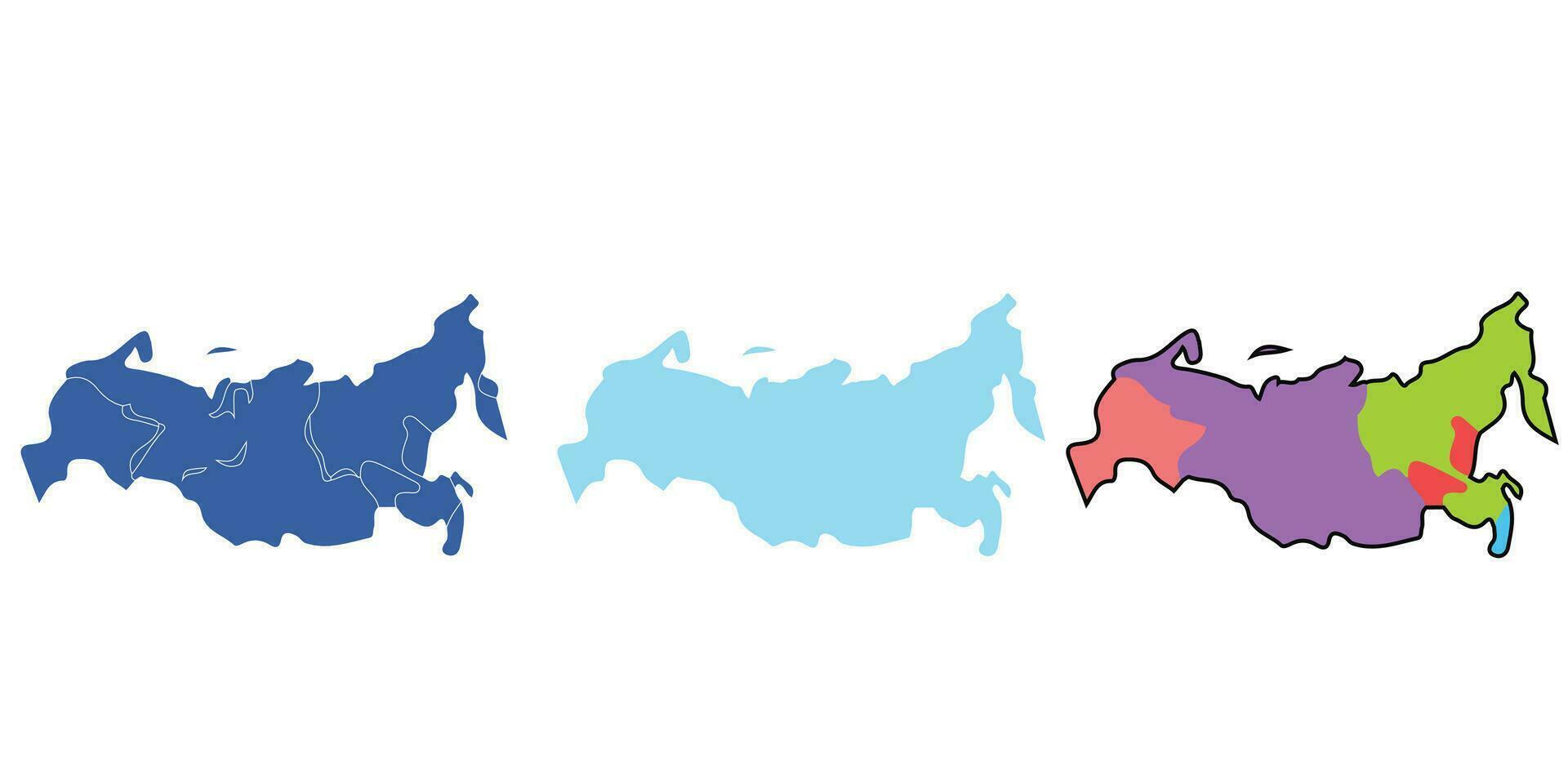 Rusland kaart met verschillend stijl geïsoleerd Aan een wit achtergrond. vector illustratie