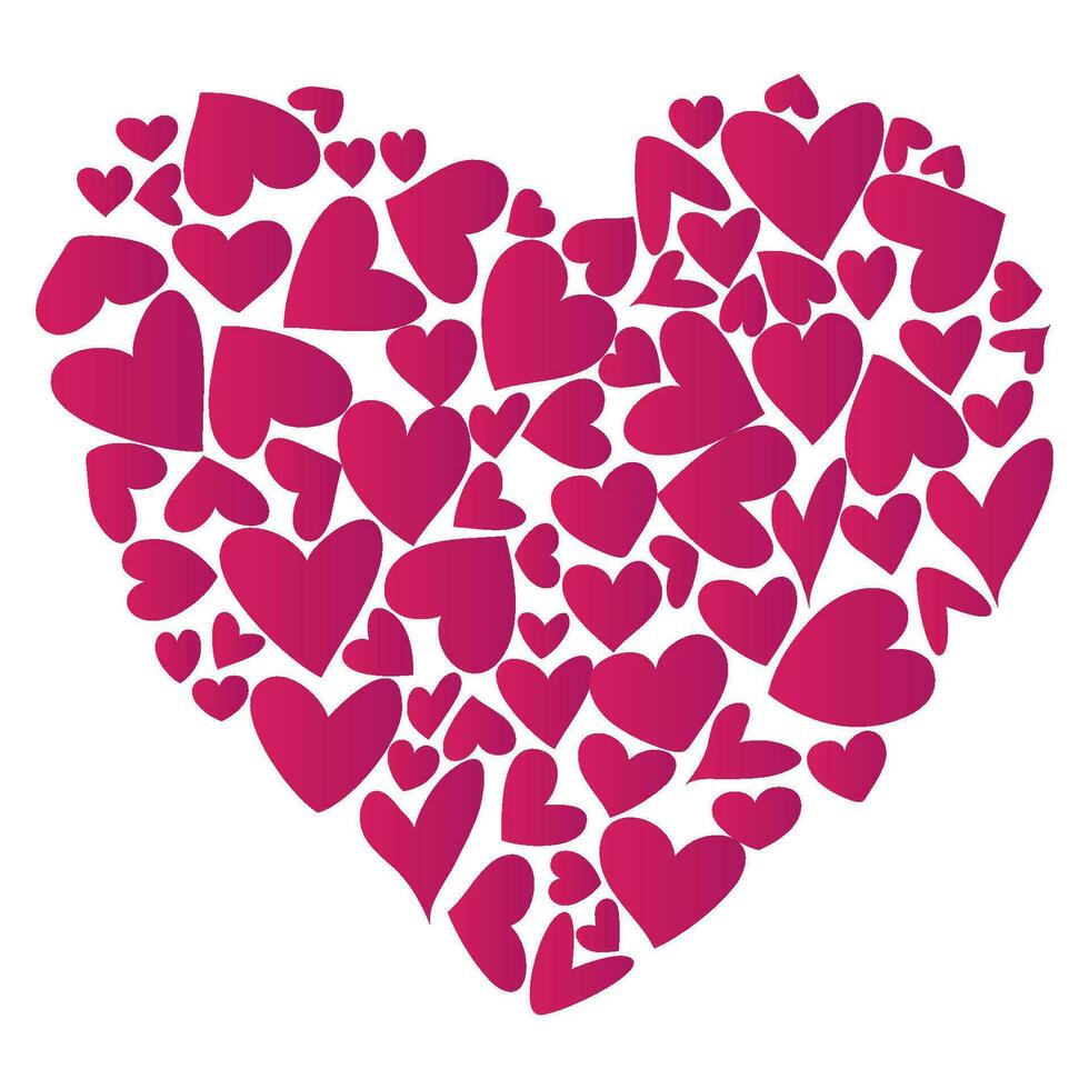 hart, een symbool van liefde en Valentijn s dag. een groot hart gemaakt van klein roze harten. vector illustratie. vector illustratie