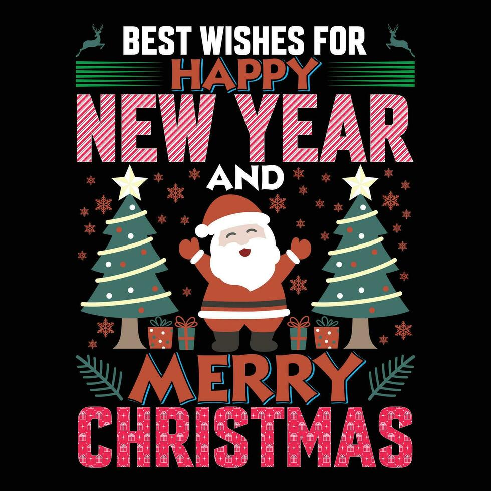 het beste wensen voor gelukkig nieuw jaar en vrolijk Kerstmis vector