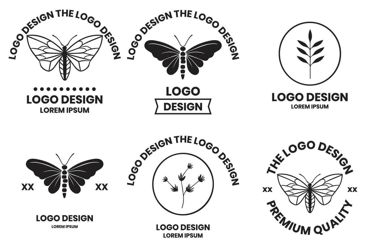 vlinder logo in vrouwelijk stijl vector