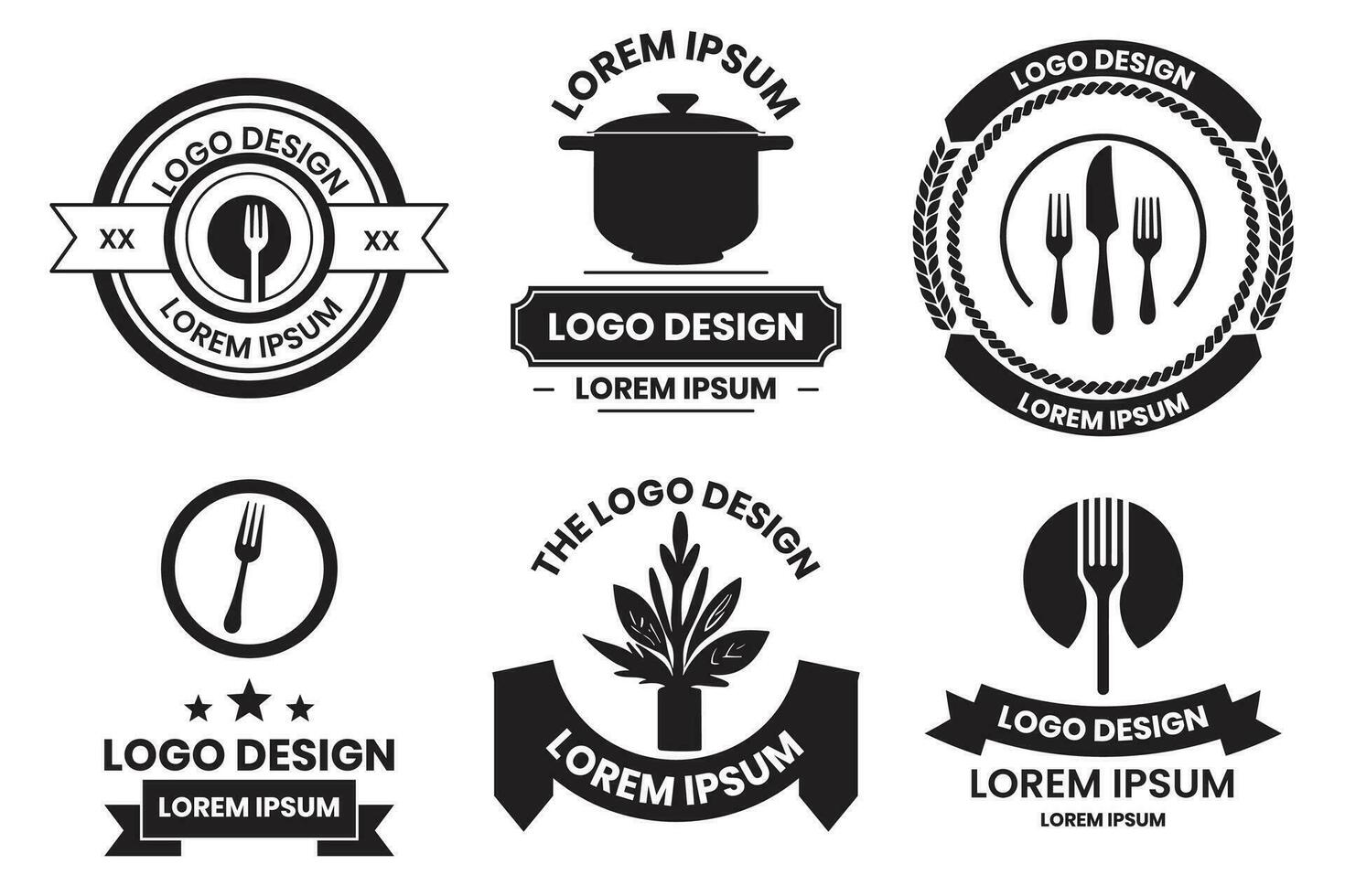 vork en keuken uitrusting logo voor restaurant in wijnoogst stijl vector