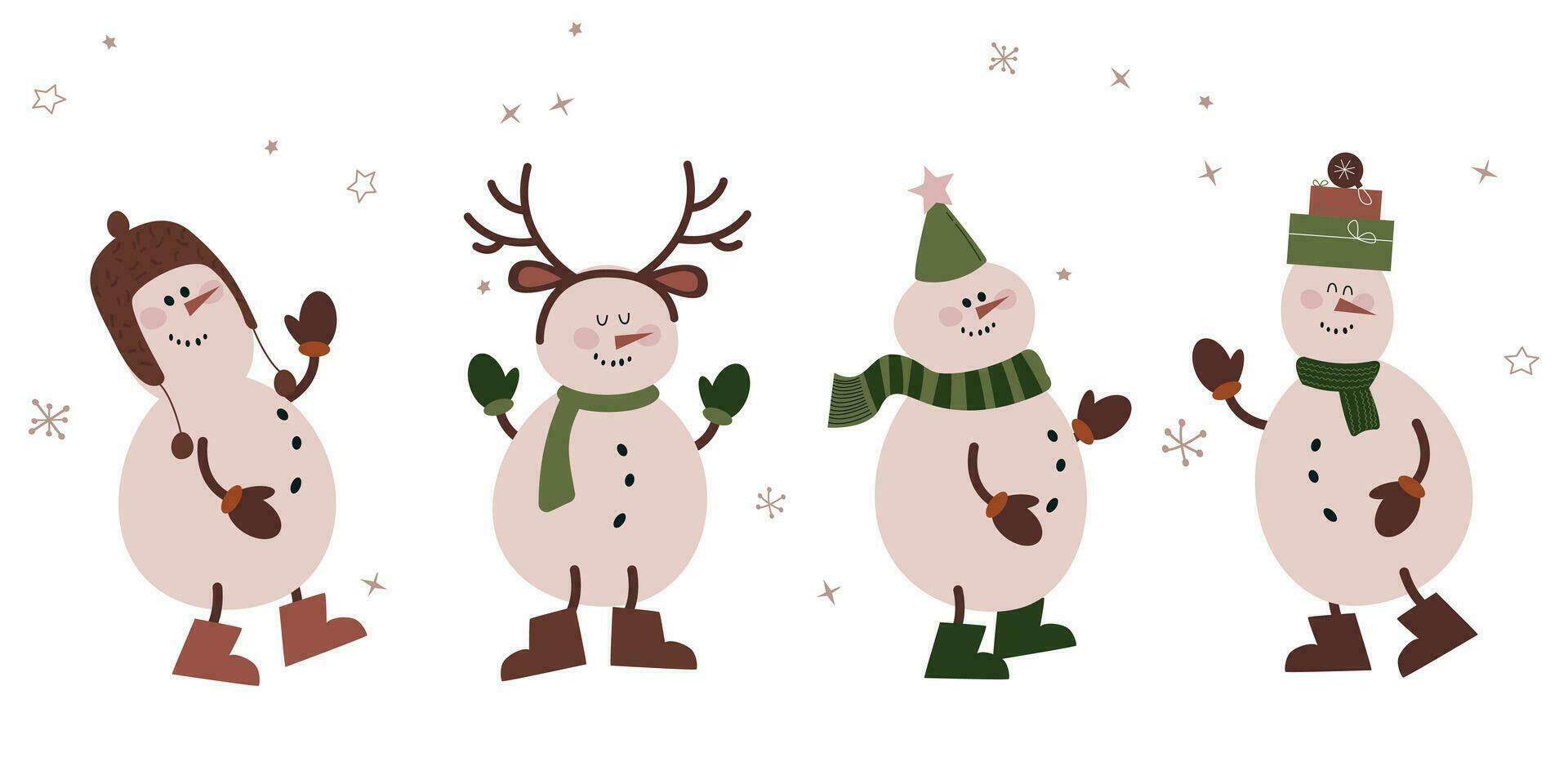 reeks van schattig Kerstmis sneeuwmannen vector