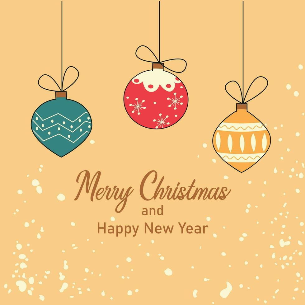 Kerstmis en gelukkig nieuw jaar decoratief groet kaart vector