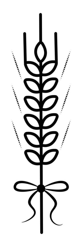 single tarwe aartje met een boog, magisch vector zwart lijn illustratie